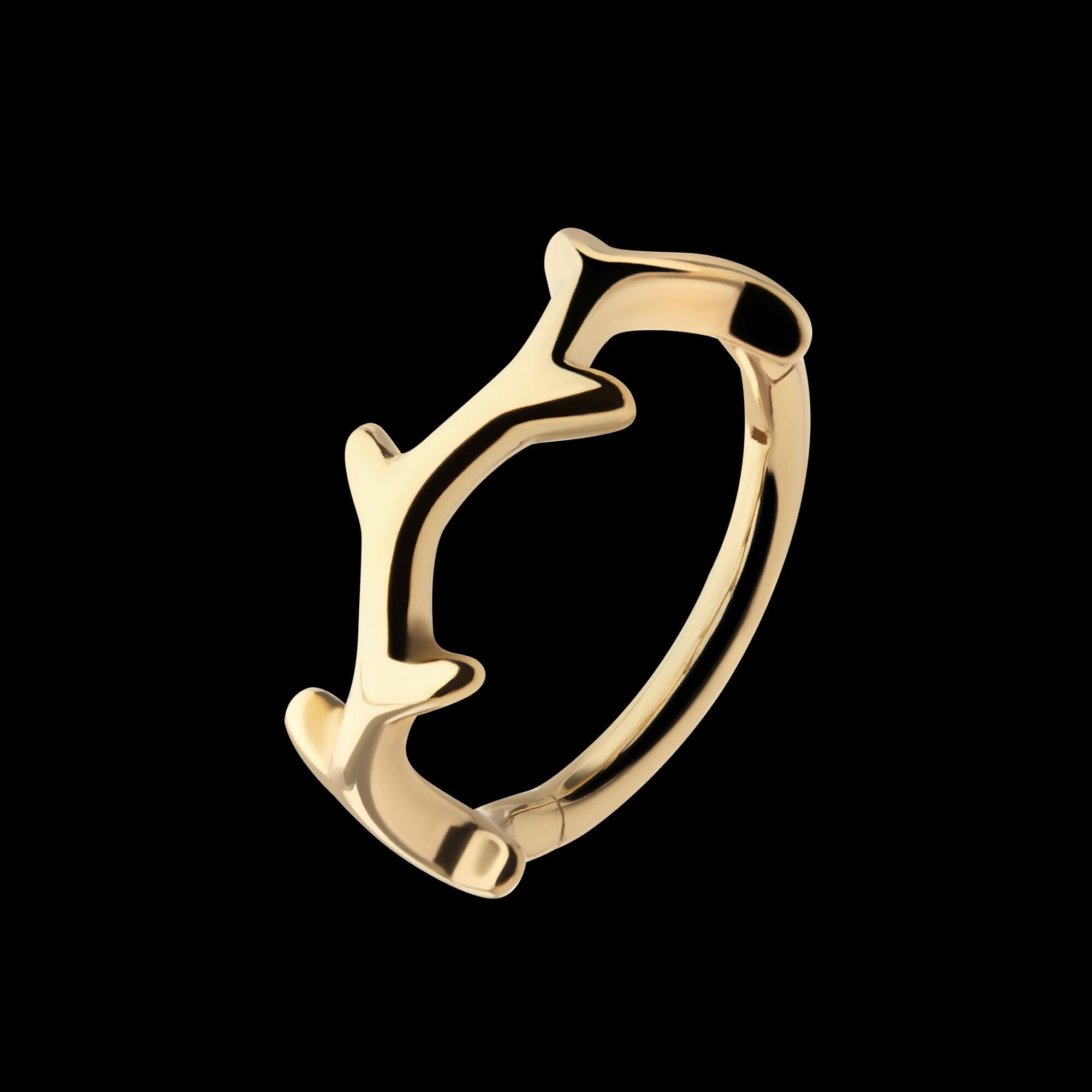 Thorn Hoop Side Facing Hinged Segment Clicker Earring / Nosering – 14Kt Yellow Gold