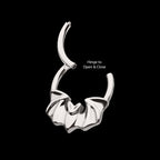 Flying Bat Front Facing Hinged Segment Clicker Hoop Earring / Nosering – Titanium