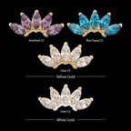 14Kt Gold Threadless Fan Shape Top with 5-Cluster Marquise Prong Gem