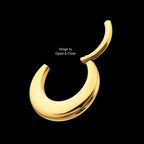 24Kt Gold PVD Titanium Sleek Dome Septum Front Facing Hinged Segment Clicker Hoop Earring / Nosering