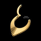 24Kt Gold PVD Titanium Radiant Teardrop Hoop Front Facing Hinged Segment Clicker Earring / Nosering