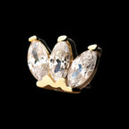 14Kt Gold with Triple Marquise Cluster Threadless Tops