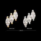 14Kt Gold Threadless Staggered Cluster Prong Set Marquise Gem Top