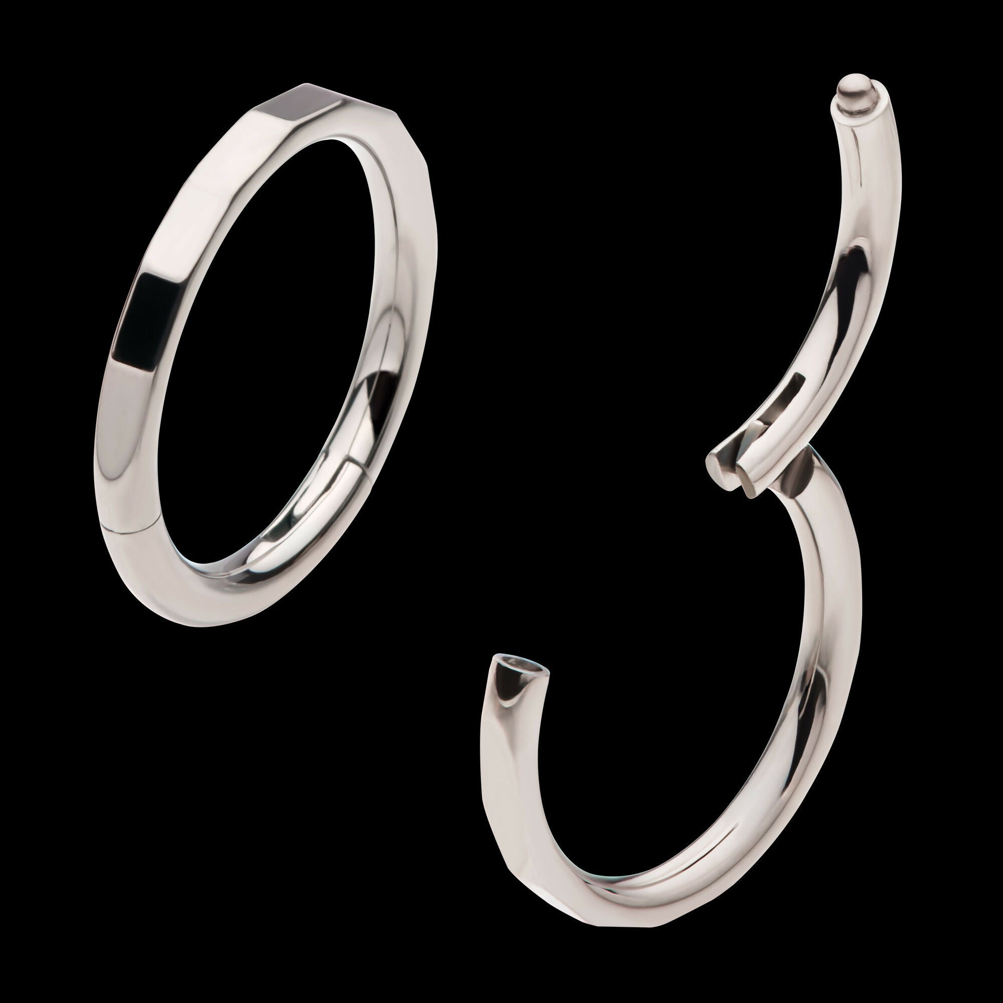 Corrugated Edge Titanium Side Facing Hinged Segment Clicker Hoop Earring / Nosering