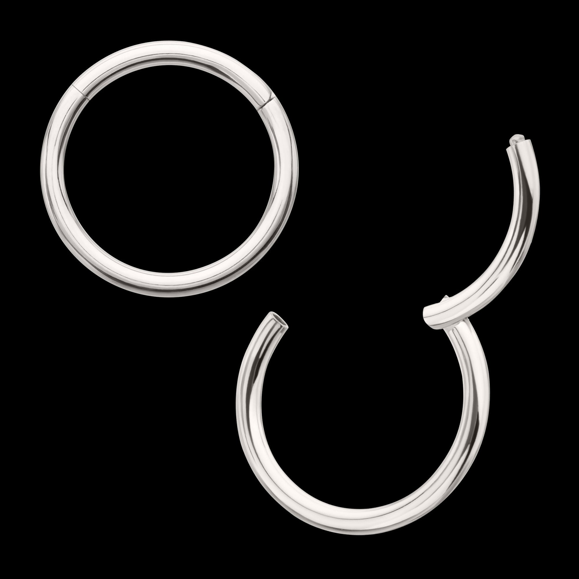 Platinum PVD Titanium Basic Hinged Segment Clicker Hoop Earring / Nosering