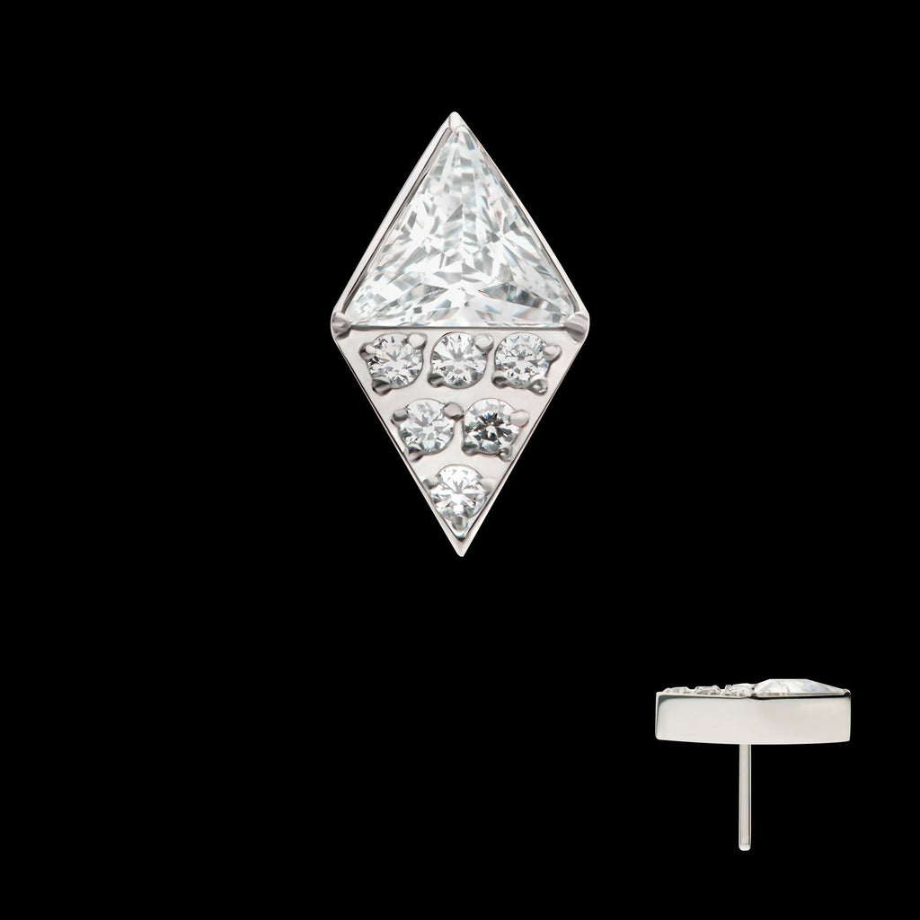 Titanium Threadless Triangle & Round CZ Rhombus Shape Top