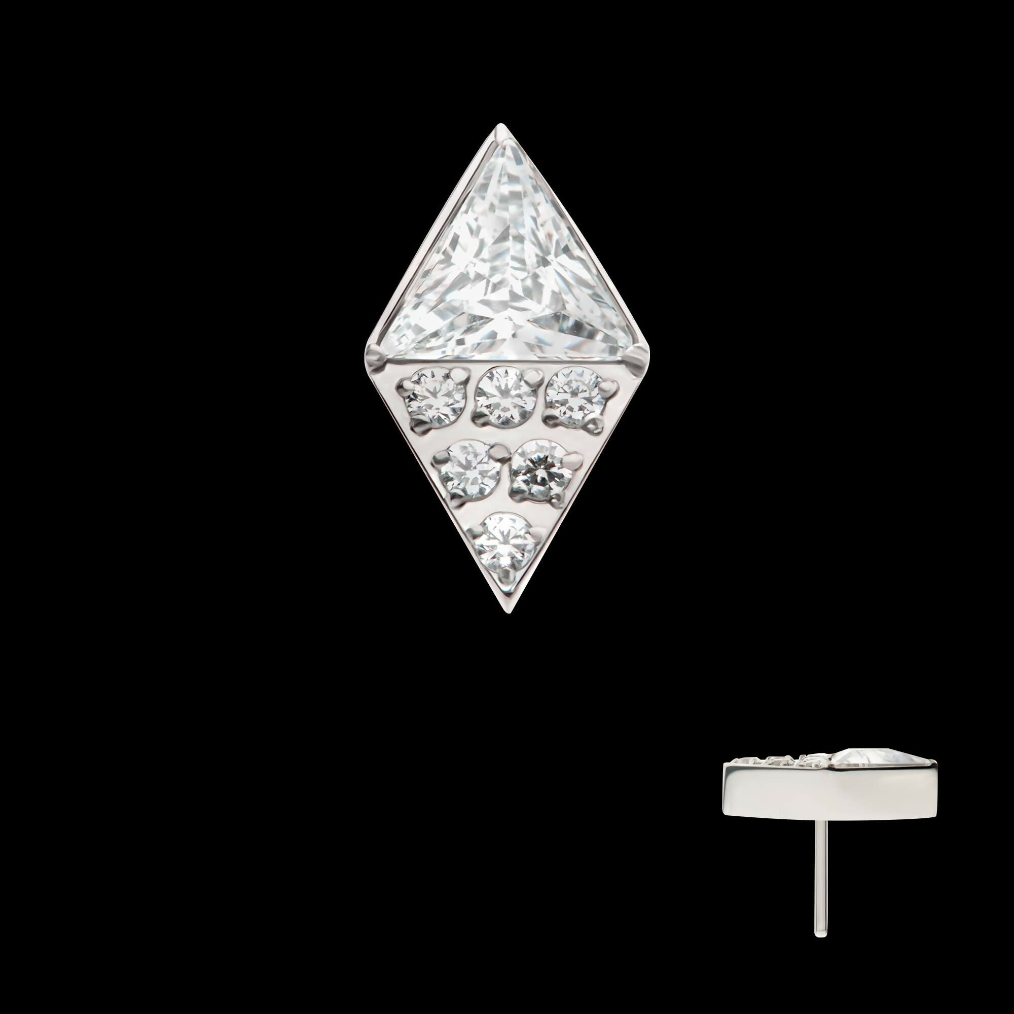 Titanium Threadless Triangle & Round CZ Rhombus Shape Top