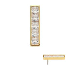 Channel Set CZ 5-Cluster Bar Flatback Stud Earring / Nosering - CZ in 14Kt Yellow Gold
