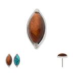2-Prong Marquise Stone Flatback Stud Earring / Nosering - Titanium