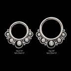 Beads & 5-Bezel Set Gem Front Facing Hinged Segment Clicker Hoop Earring / Nosering – Titanium