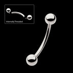 Internally Threaded Curved Barbells Earring / Nosering – Titanium