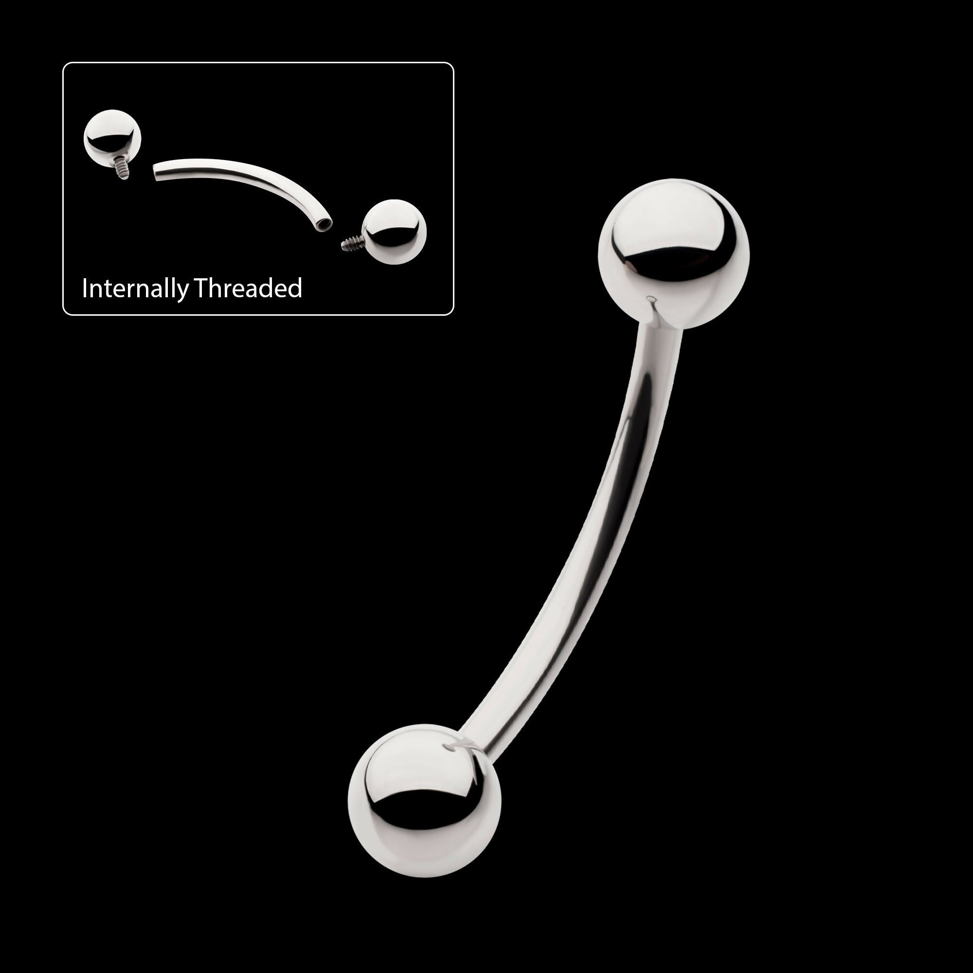Internally Threaded Curved Barbells Earring / Nosering – Titanium