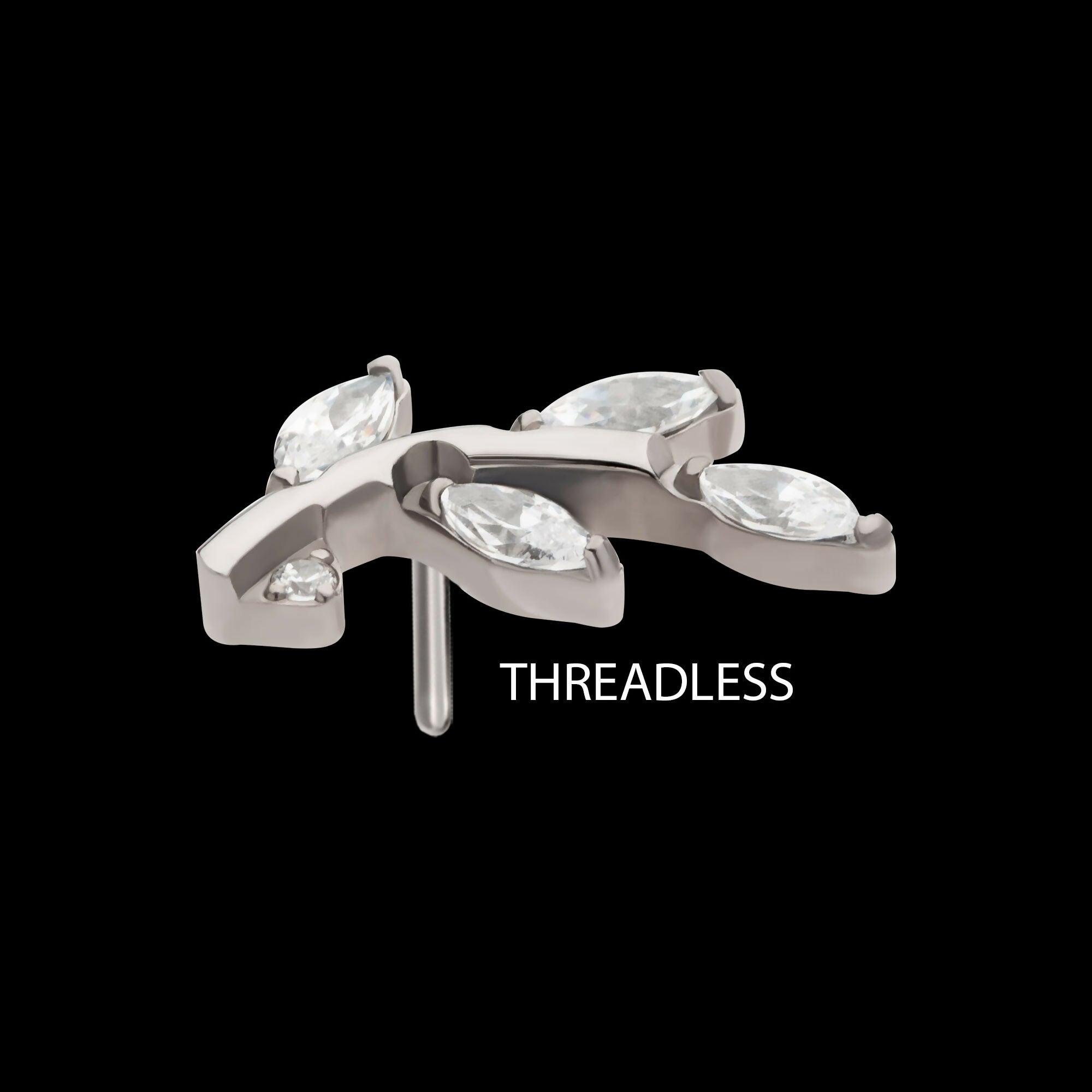 Threadless Prong Set Marquise CZ Leaf Top