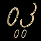 Eternity Side Facing Hinged Segment Clicker with Prong Set 0.9mm Round Lab-Grown Diamonds Hoop Earring / Nosering – 14Kt Gold
