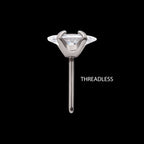 Titanium Threadless with Prong Set Marquise Clear AAA CZ Top