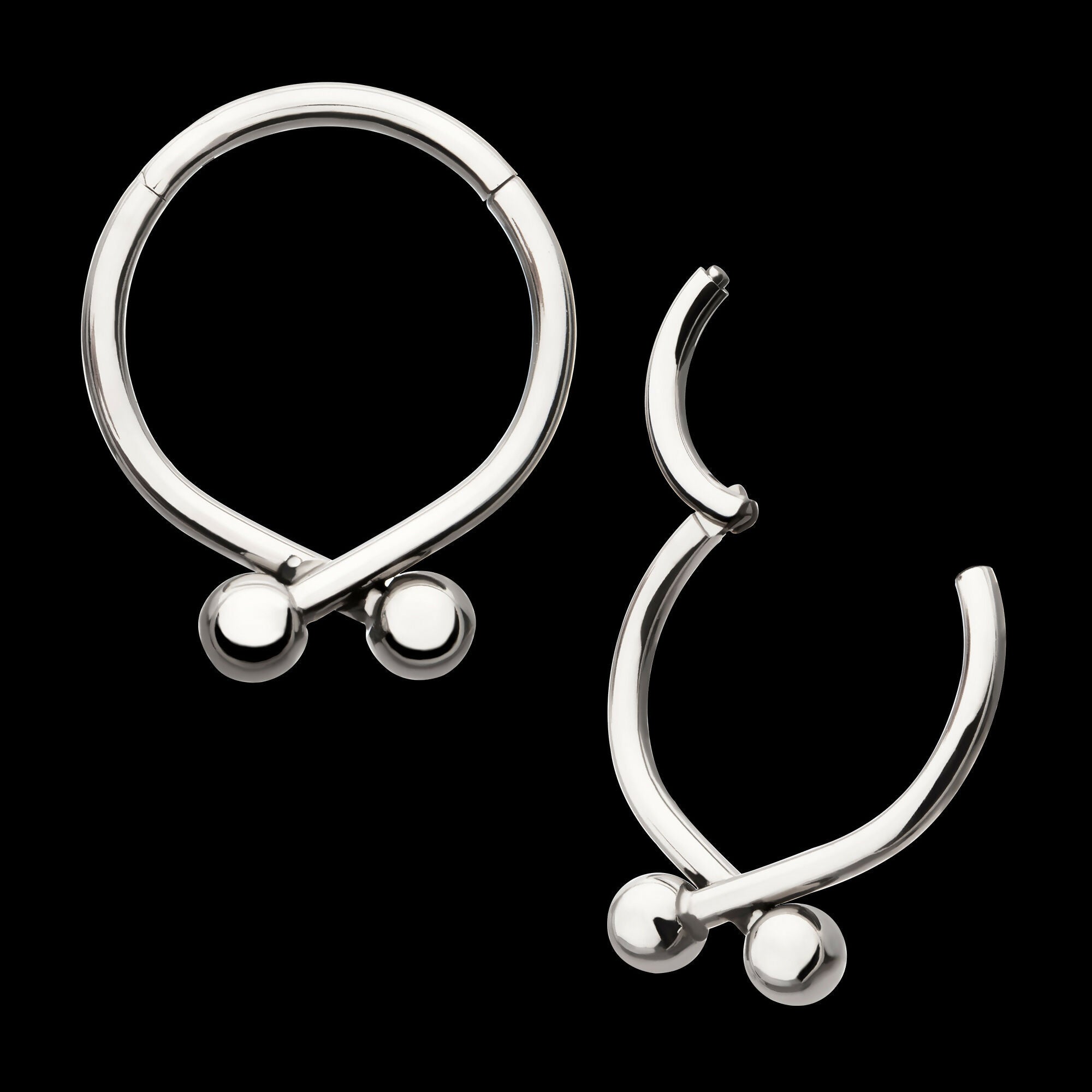 Twister Ball Hinged Segment Hoop Clicker Earring / Nosering – Titanium