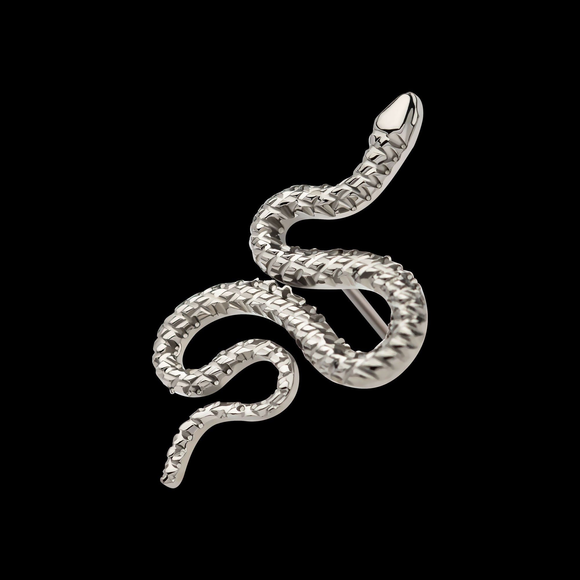 Titanium Threadless Diamond Pattern Snake Top