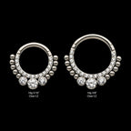 10-Beaded Bezel Set Gem Front Facing Hinged Segment Clicker Hoop Earring / Nosering – Titanium