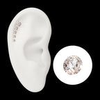 14Kt Yellow Gold Threadless with Prong Set Round Swarovski Top