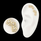 14Kt Yellow Gold Threadless Triple Cut Out Cherry Blossom Flower Top with Prong Set Gem