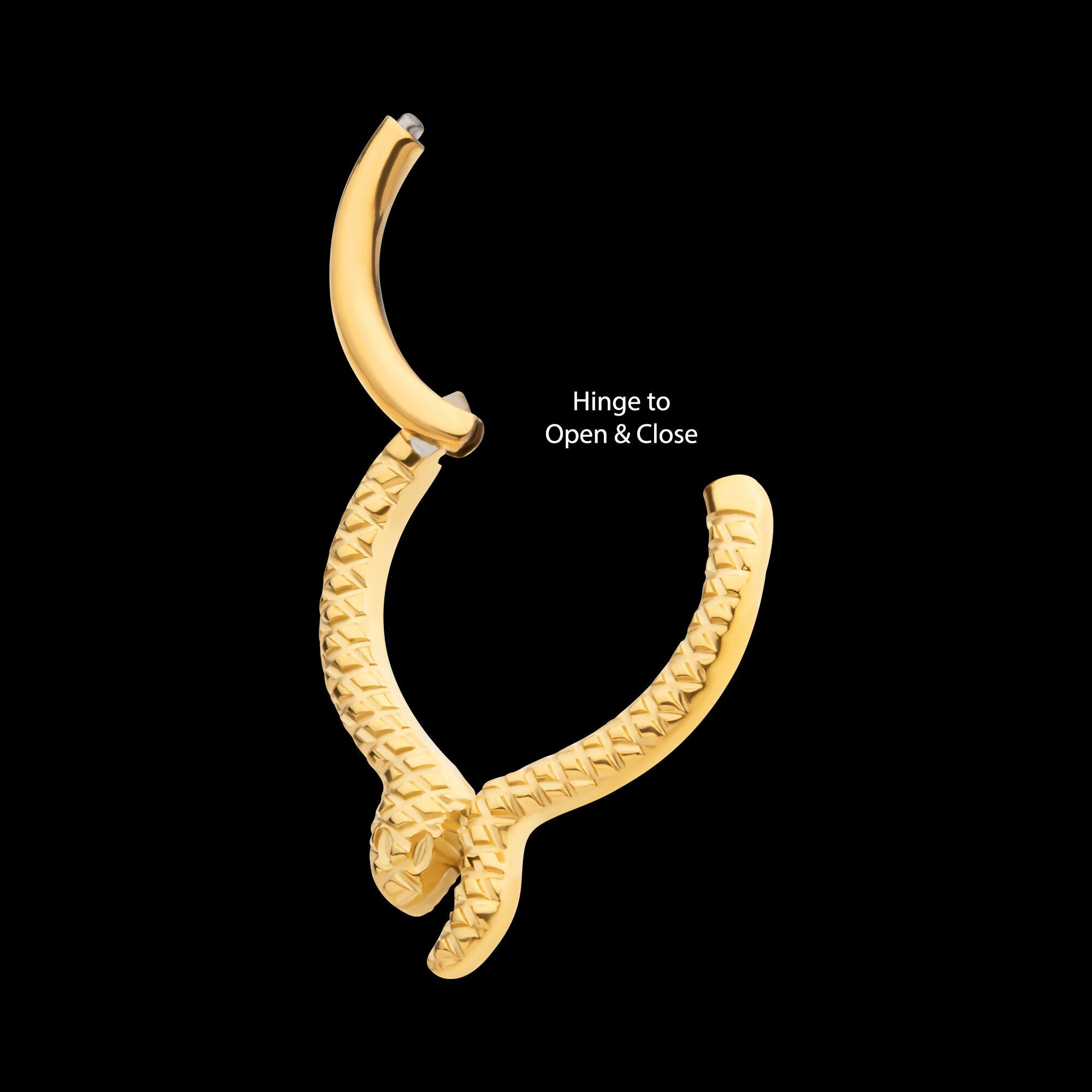 24Kt Gold PVD Titanium Snake Front Facing Hinged Segment Clicker Hoop Earring / Nosering