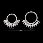 Prong Set Marquise Gem Cluster Fan Front Facing Hinged Segment Clicker Hoop Earring / Nosering – Titanium